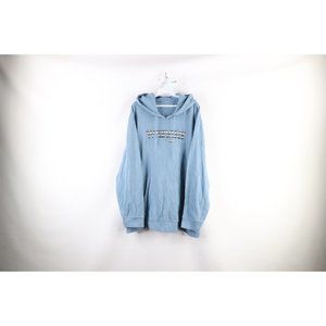 Vintage Wrangler Mens Size 4XL Faded Striped Spell Out Hoodie Sweatshirt Blue